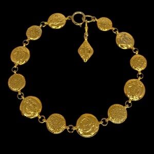Chanel Vintage Gold Coin Coco Embossed Charm Necklace